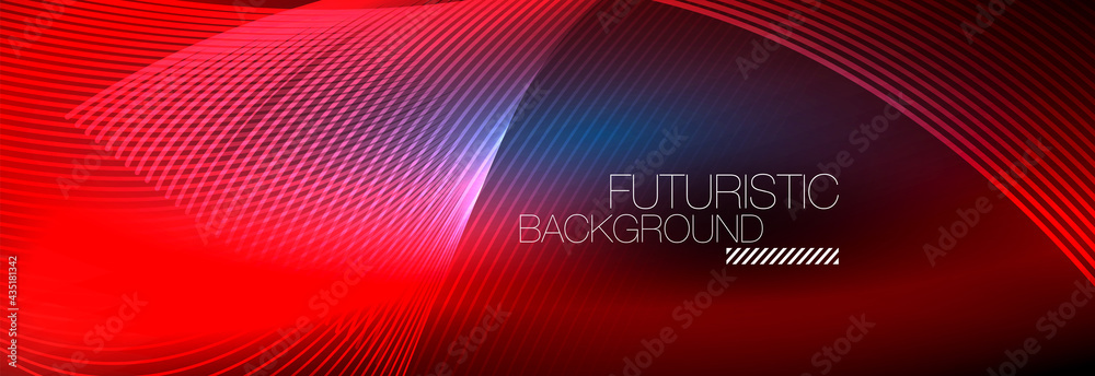 Abstract neon glowing light in the dark with waves. Shiny magic energy and motion concept, vector abstract wallpaper background Abstract neon glowing light in the dark with waves. Shiny magic energy and motion concept, vector abstract wallpaper background