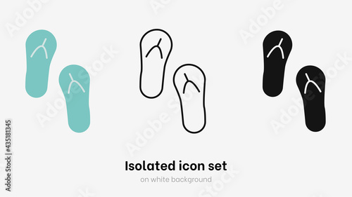 Flip flops icon set. Flip flops vector for summer footwear and sand shoes. Beach sandal vector for summer holiday isolated in white background