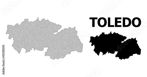 Polygonal mesh map of Toledo Province in high detail resolution. Mesh lines  triangles and dots form map of Toledo Province.