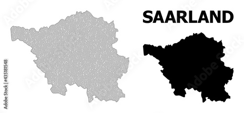 Polygonal mesh map of Saarland State in high resolution. Mesh lines, triangles and points form map of Saarland State.