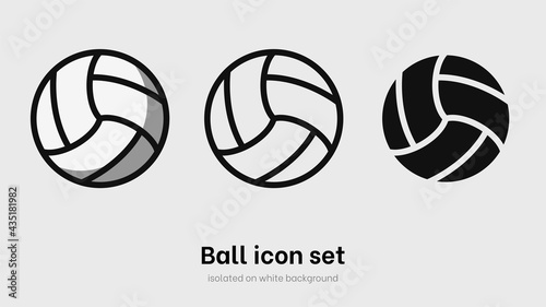 Volleyball ball icon set. Set of volleyball ball for sport, activity and game. Ball pictogram isolated on white background. Sport equipment. Vector illustration