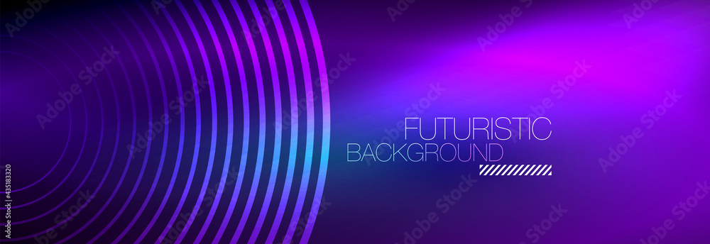 Dark abstract background with glowing neon circles. Trendy layout template for business or technology presentation, internet poster or web brochure cover, wallpaper Dark abstract background with glowing neon circles. Trendy layout template for business or technology presentation, internet poster or web brochure cover, wallpaper