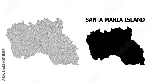 Polygonal mesh map of Santa Maria Island in high detail resolution. Mesh lines  triangles and points form map of Santa Maria Island.