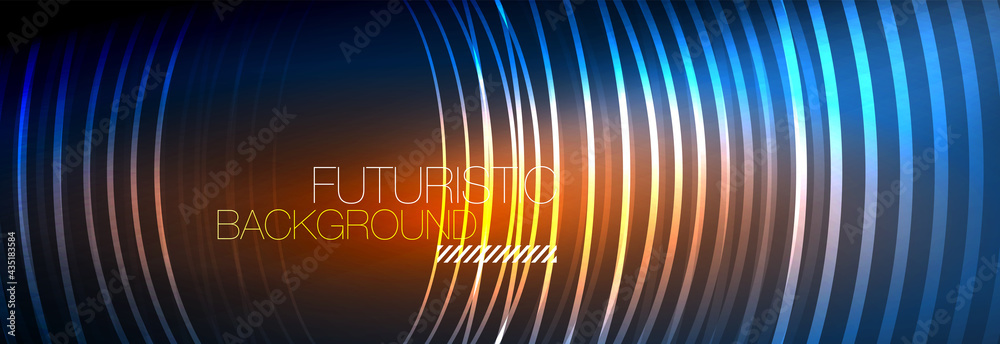 Dark abstract background with glowing neon circles. Trendy layout template for business or technology presentation, internet poster or web brochure cover, wallpaper Dark abstract background with glowing neon circles. Trendy layout template for business or technology presentation, internet poster or web brochure cover, wallpaper