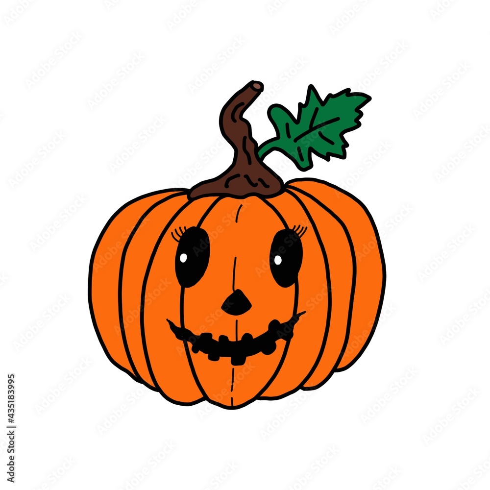 Funny pumpkin on a white background. Halloween concept. Hand-drawn cartoon illustration. Funny pumpkin on a white background. Halloween concept. Hand-drawn cartoon illustration.