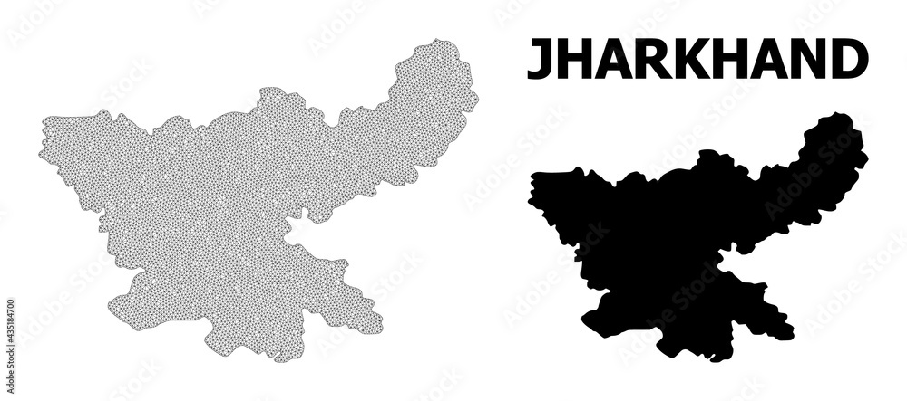 Polygonal mesh map of Jharkhand State in high detail resolution. Mesh lines, triangles and points form map of Jharkhand State.