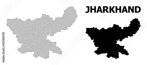 Polygonal mesh map of Jharkhand State in high detail resolution. Mesh lines, triangles and points form map of Jharkhand State.