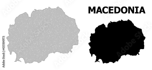 Polygonal mesh map of Macedonia in high detail resolution. Mesh lines, triangles and dots form map of Macedonia.