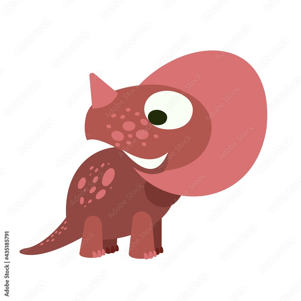 Fototapeta premium Baby dinosaur. The isolated object on a white background. Cheerful kind animal baby dino. Cartoons flat style. Prehistoric reptile. Funny. Illustration vector