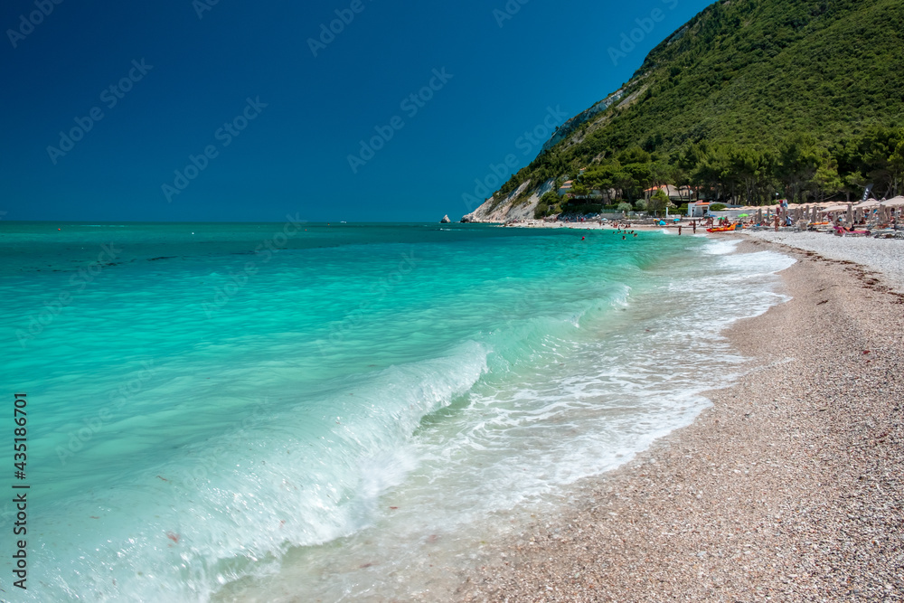 The beautiful sea of Portonovo in Conero, Ancona province, Marche region.