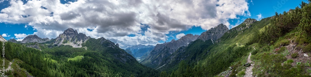 Exploration summer day in the beautiful Carnic Alps, Forni di Sopra, Friuli-Venezia Giulia, Italy