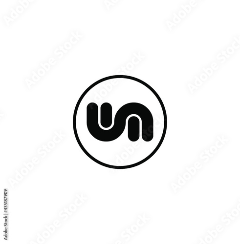 WM letters interact with each other in circle form. WM logo vector.  