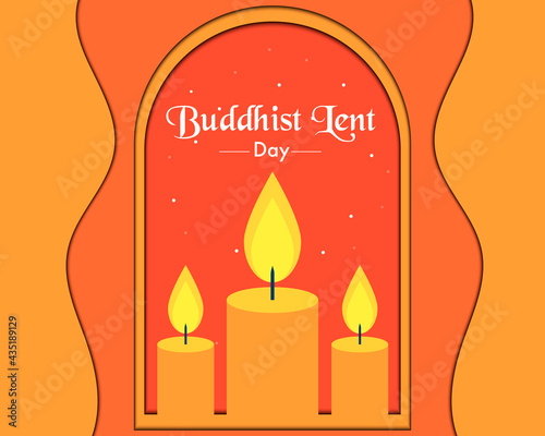 Buddhist Lent Day Papercut Vector