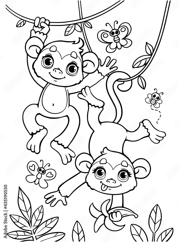 Baby Monkey Coloring Pages
