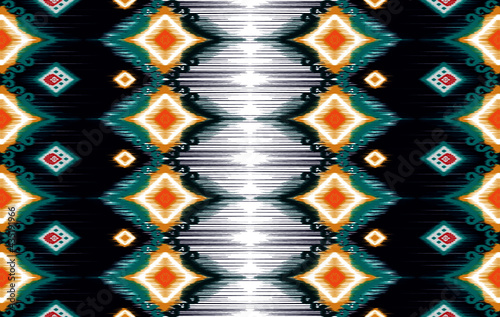 Ethnic Indian tribal ikat pattern necklace embroidery style. Geometric Aztec fabric carpet ornament chevron textile decoration. Neckline vector illustrations .