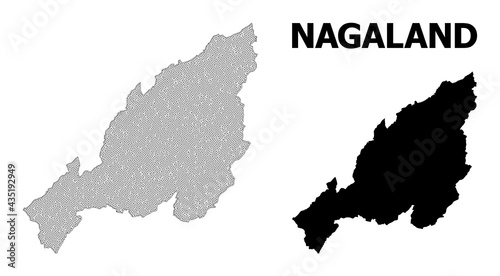 Polygonal mesh map of Nagaland State in high resolution. Mesh lines, triangles and dots form map of Nagaland State.