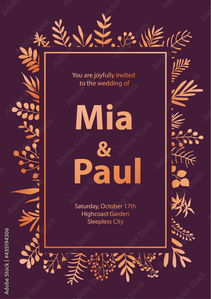 elegant floral twigs branches wedding invitation template elegant floral twigs branches wedding invitation template