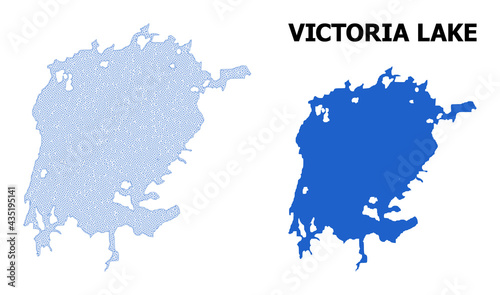Polygonal mesh map of Victoria Lake in high detail resolution. Mesh lines, triangles and points form map of Victoria Lake.