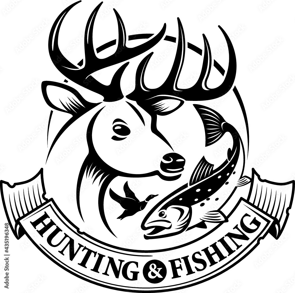 hunting and fishing vector background