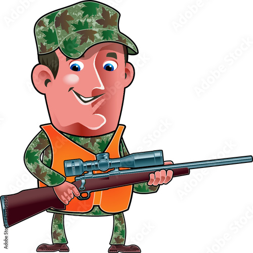 hunter in camouflage clothing with rifle