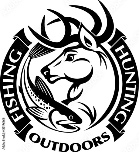 hunting and fishing vector background