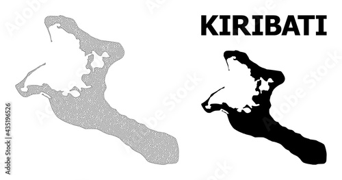 Polygonal mesh map of Kiribati Island in high detail resolution. Mesh lines, triangles and dots form map of Kiribati Island.