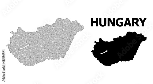 Polygonal mesh map of Hungary in high resolution. Mesh lines  triangles and points form map of Hungary.