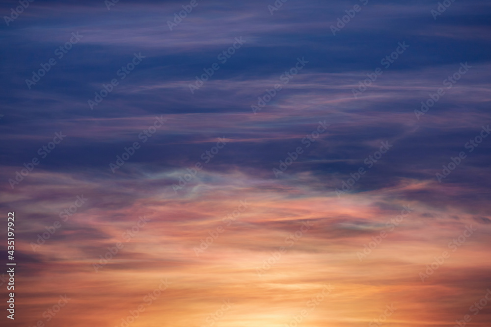 beautiful texture of clouds and sky for background, gradient purple and orange sky wallpaper, climate change concept