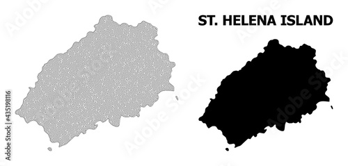 Polygonal mesh map of Saint Helena Island in high detail resolution. Mesh lines, triangles and points form map of Saint Helena Island.