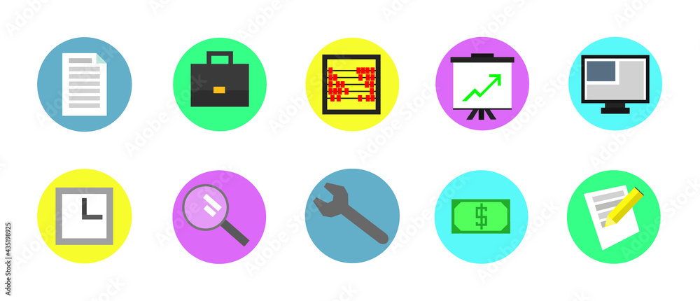 Set of icons about work and office.