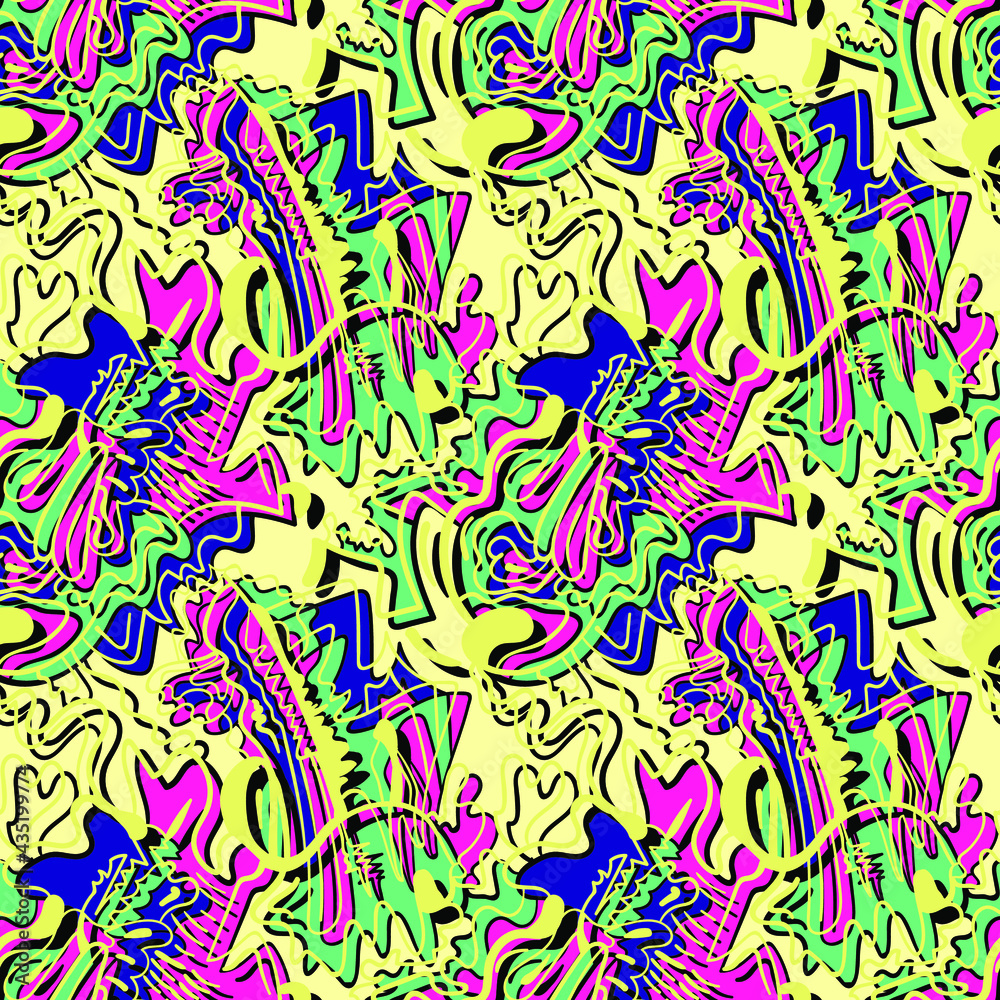 Obraz premium Abstract psychedelic unique artwork with hand drawn chaotic pattern