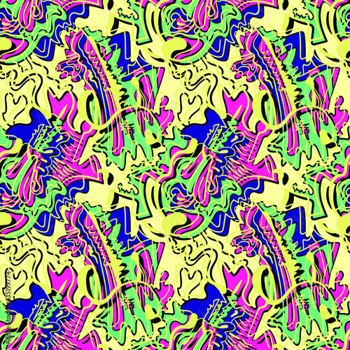 Fototapeta Naklejka Na Ścianę i Meble -  Abstract psychedelic unique artwork with hand drawn chaotic pattern