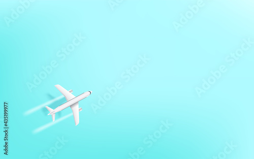 Banner with aircraft in a sky. Vacation vector illustration