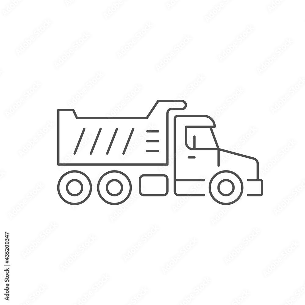 Dump truck line outline icon
