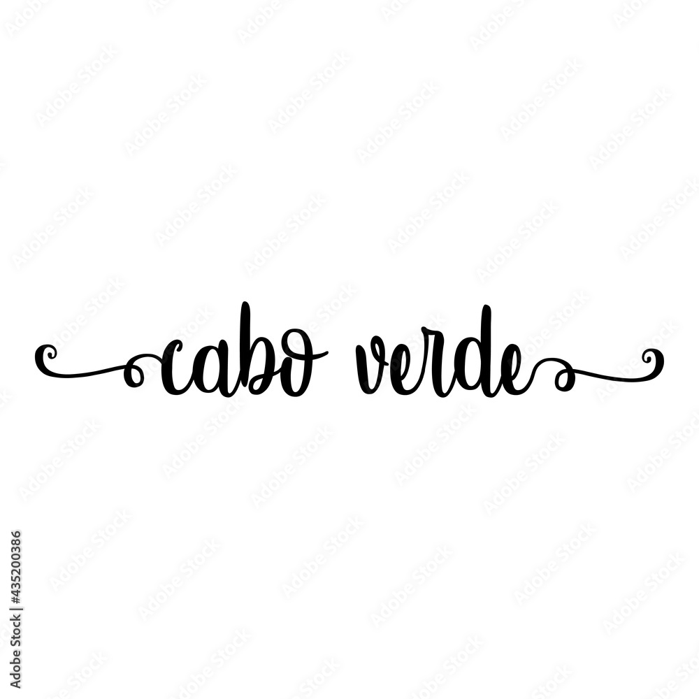 Banner con texto manuscrito cabo verde escrito a mano con florituras en color negro Banner con texto manuscrito cabo verde escrito a mano con florituras en color negro