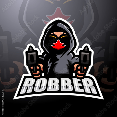 Robber shooter mascot esport logo design