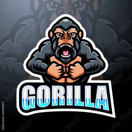 Gorilla mascot esport logo design