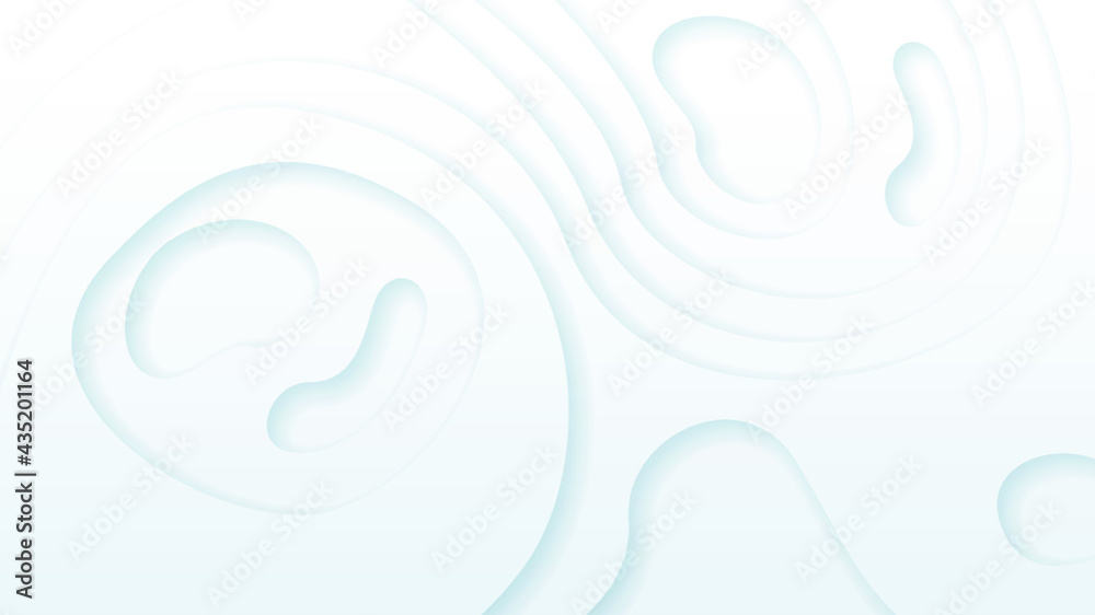 White Abstract Wavy Paper Cut Background with Shadows, Vector. Modern Design Objects