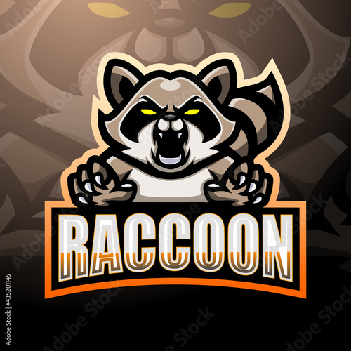 Raccoon mascot esport logo design
