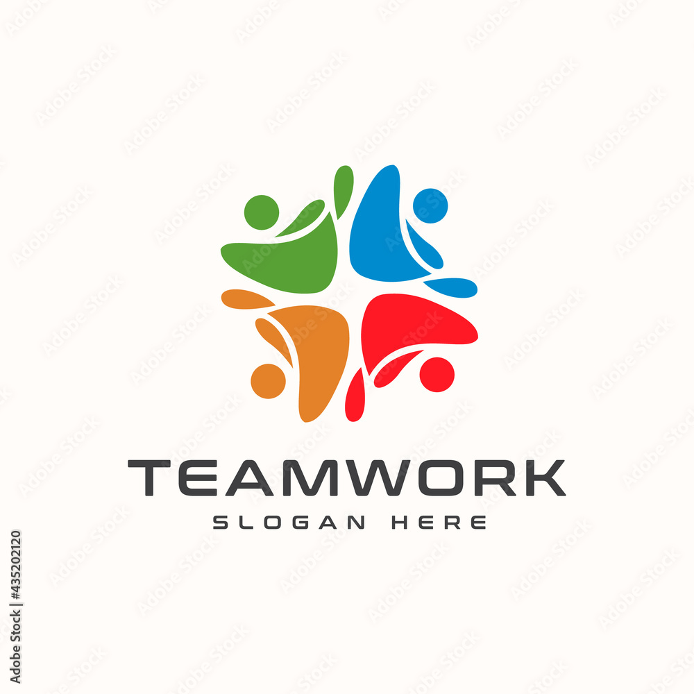 Fototapeta premium Teamwork Abstract Logo Template. Vector Illustration