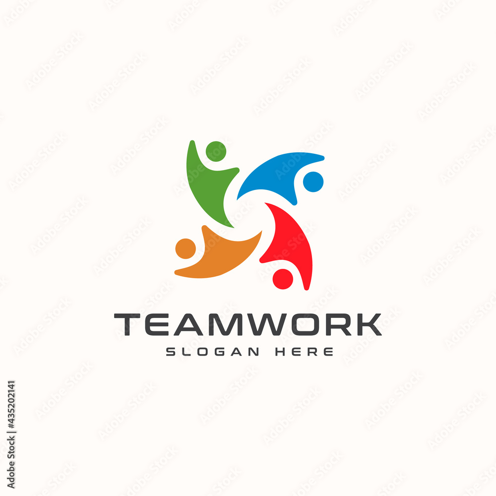 Teamwork Abstract Logo Template. Vector Illustration