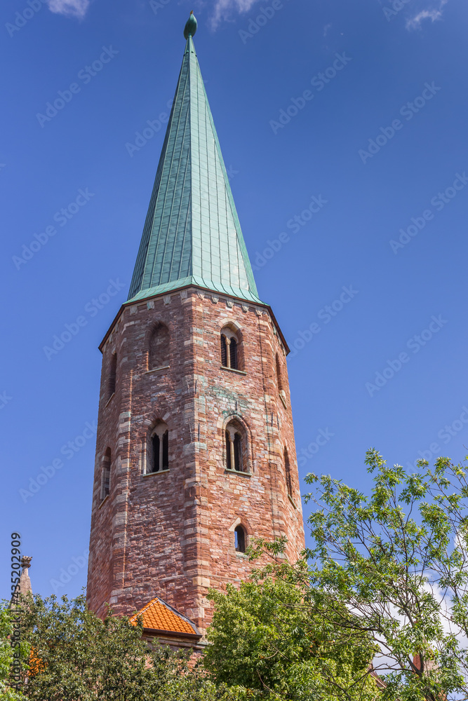 Tower of the historic St. Petri church in Braunschweig, Germany