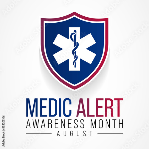 Medic Alert awareness month is observed every year in August, dedicated toward educating the public on the needs and uses of Medic Alert ID's. Vector illustration.