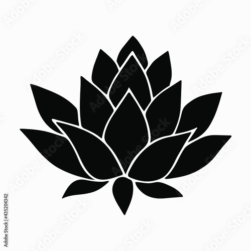 Lotus flowers silhouettes. Flat logo illustration for your design. Vector illustration isolated on white background. 