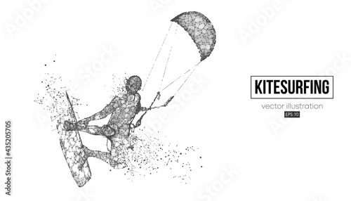 Kiteboarding, hydrofoil. Silhouette of a kitesurfer. Freeride competition. Vector illustration. Thanks for watching