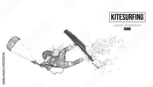 Kiteboarding, hydrofoil. Silhouette of a kitesurfer. Freeride competition. Vector illustration. Thanks for watching