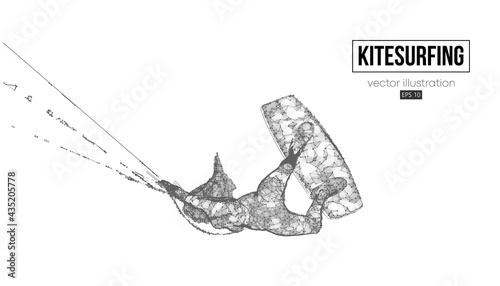 Kiteboarding, hydrofoil. Silhouette of a kitesurfer. Freeride competition. Vector illustration. Thanks for watching
