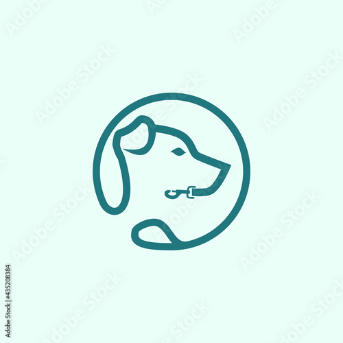 Creative design logo ideas training dogs with leash  become a brand symbol for your business, the concept of dog training icons