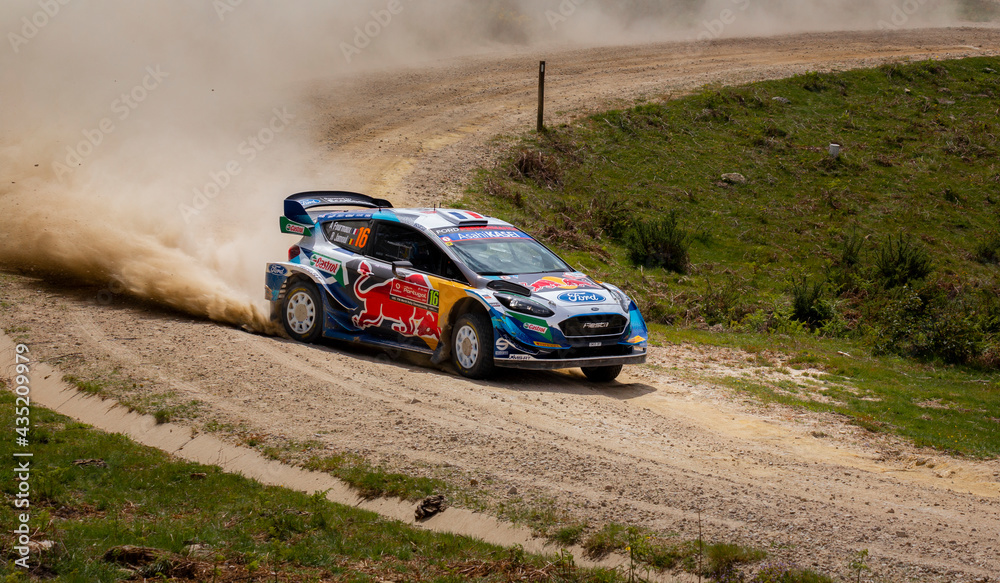 22 May 2021, WRC Rally from Portugal, Adrien Fourmax and Renaud Jamoul  driving the Ford Fiesta WRC from MS Sport and Red Bull Motors Sports in  Cabeceiras de Basto, Portugal. Stock Photo