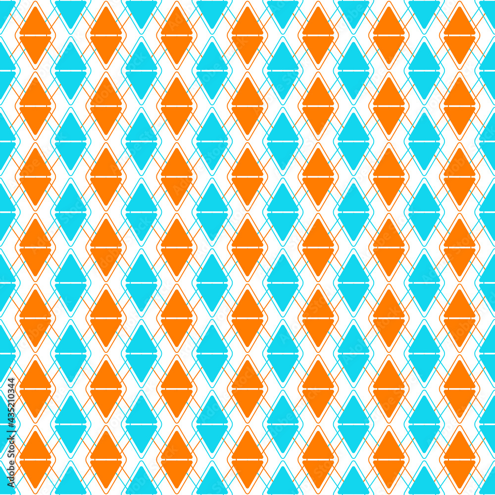 Orange and blue geometric seamless pattern background
